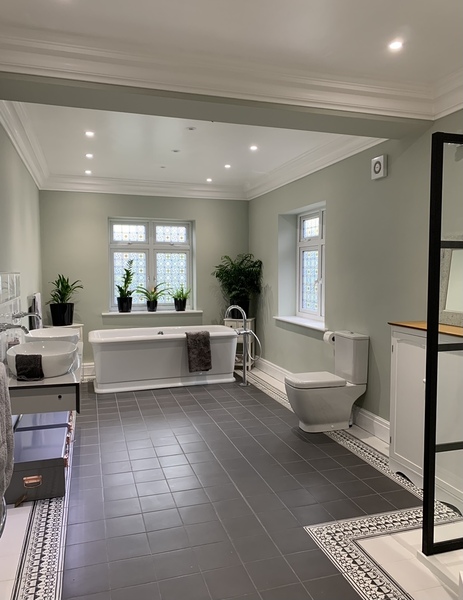 Light blue grey and light green grey toned paints