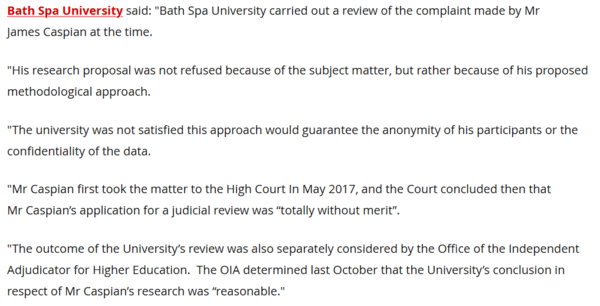 James Caspian's detransitioners research - ECHR application declined