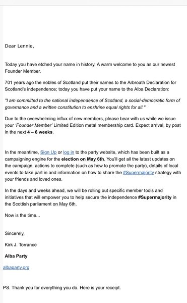 Yikes! Alba Party - anyone voting for Salmond?