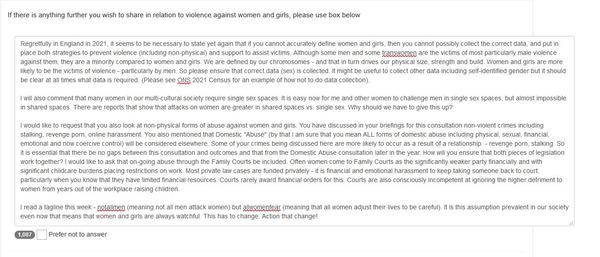 Government consultation on violence against women and girls ends at 11.45pm tonight 26/3/21