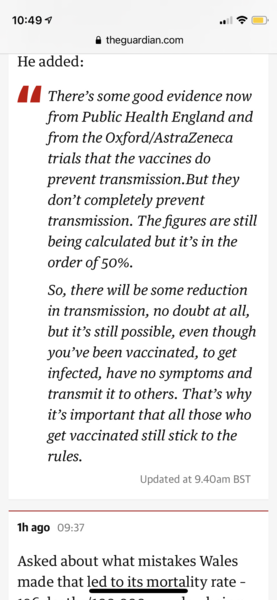 AstraZeneca currently thought to cut transmission by 50%