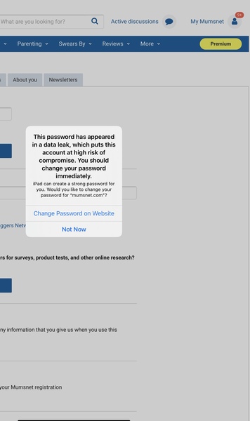 IPad is telling me my MN password has appeared in a ‘data leak’ - anyone else?