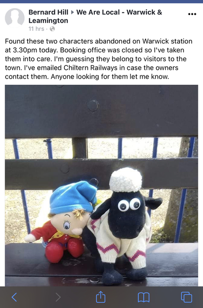 noddy and sheep left at Warwick station