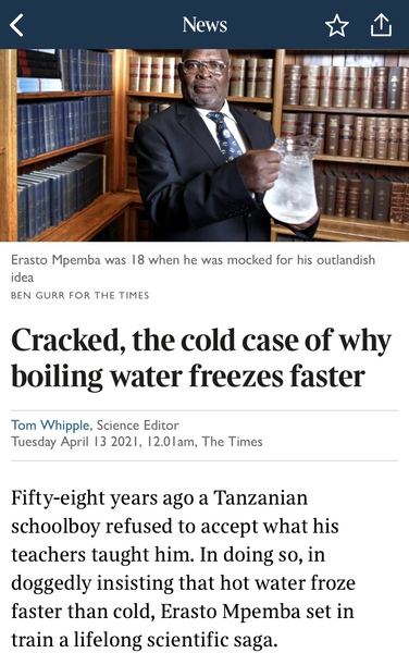 Do children learn about Erasto Mpemba at school?