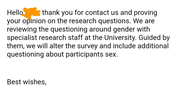 Walking/climbing organisations' inclusivity research - participants' sex not collated