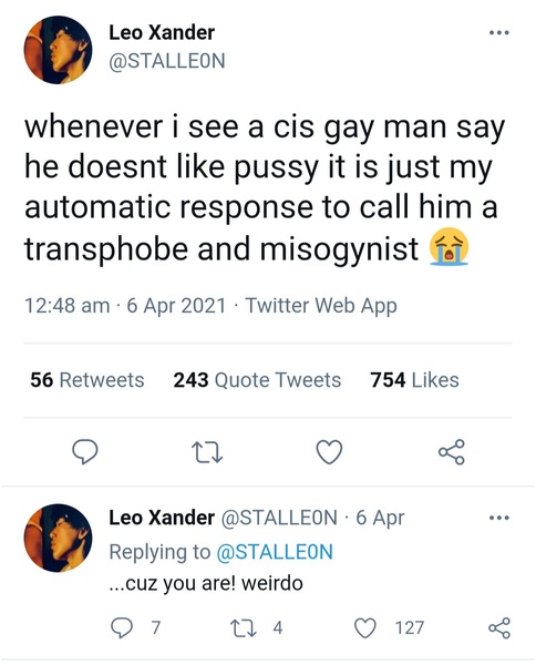 Evidence of TRA /Gender Idealogue Homophobia