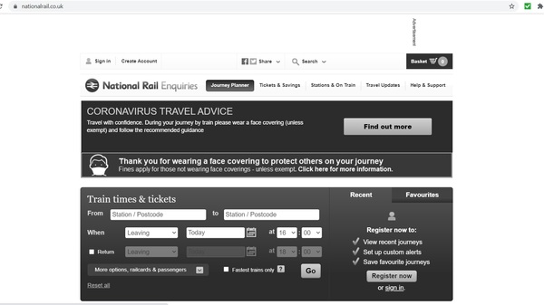To think the National Rail website should not be in black and white?