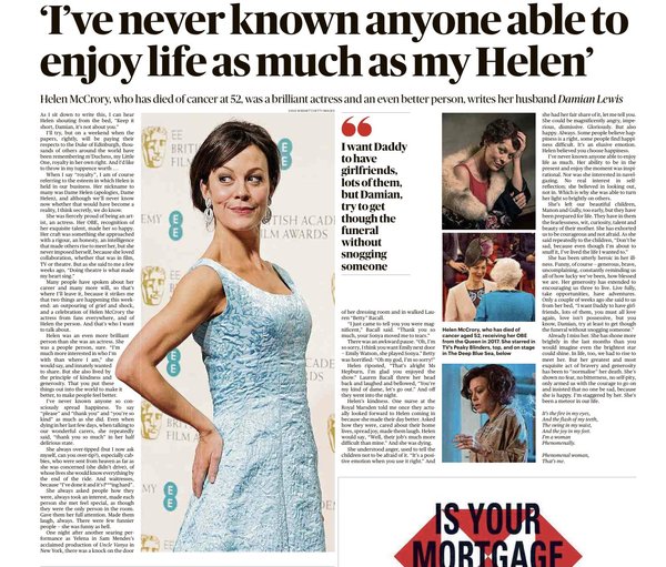 Helen McCrory has died