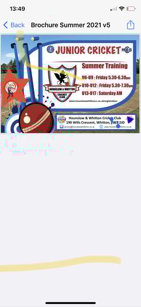 Juniors Cricket Training from 6 years onwards