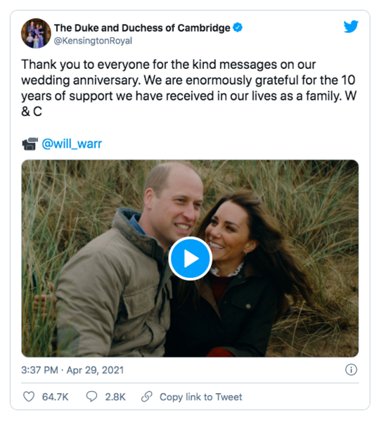 William & Kate 10 year wedding anniversary video