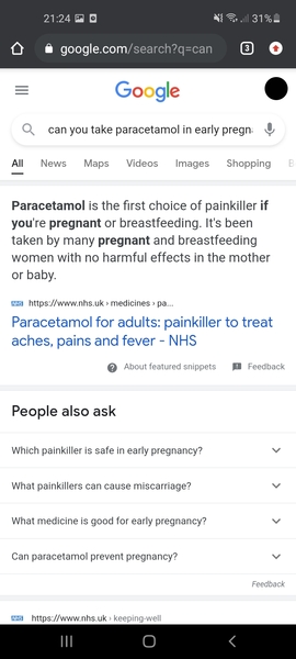 Paracetamol in early pregnancy