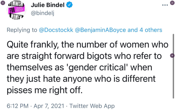 Julie Bindel on women who self-ID as Gender Critical