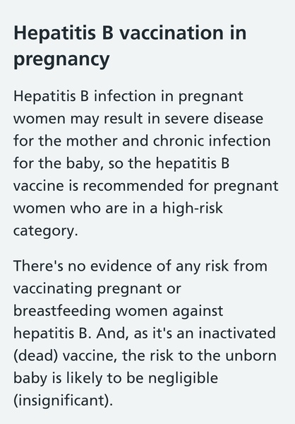 Is it safe to have the hepatitis B vaccine when pregnant?