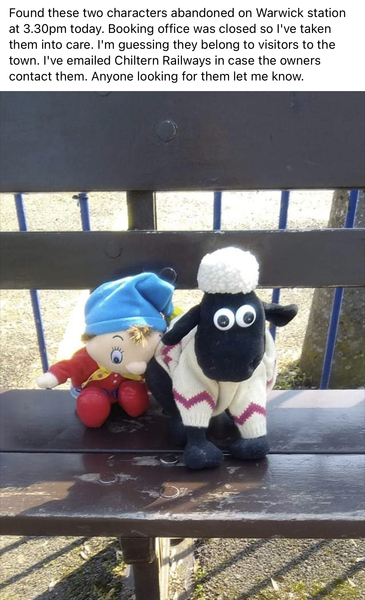 noddy and sheep left at Warwick station