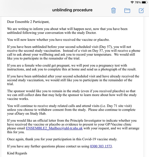 Janssen vaccine trial thread