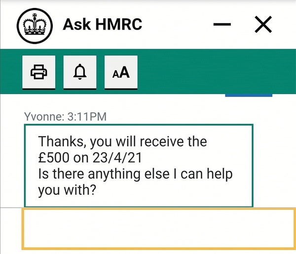 £500 one off payment tax credits.