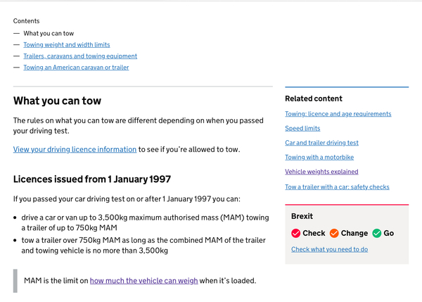 Caravan towing weight.