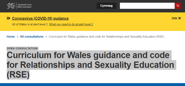 OPEN CONSULTATION Curriculum for Wales guidance and code for Relationships and Sexuality Education (RSE)