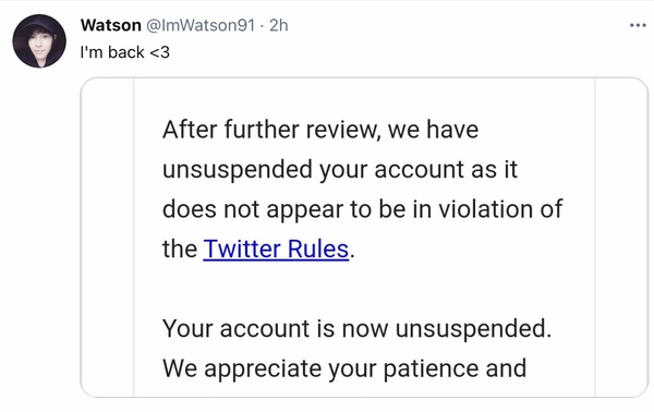 Twitter deplatforming detransitioner Watson