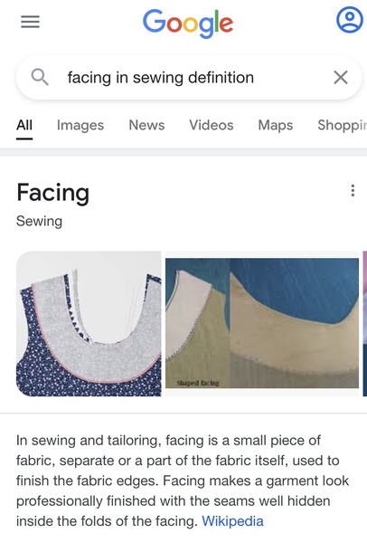 To ask what is the ‘facing’ on curtains?!