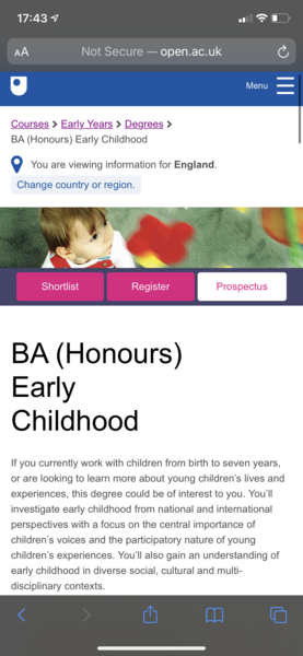 Open university Ba honours early childhood