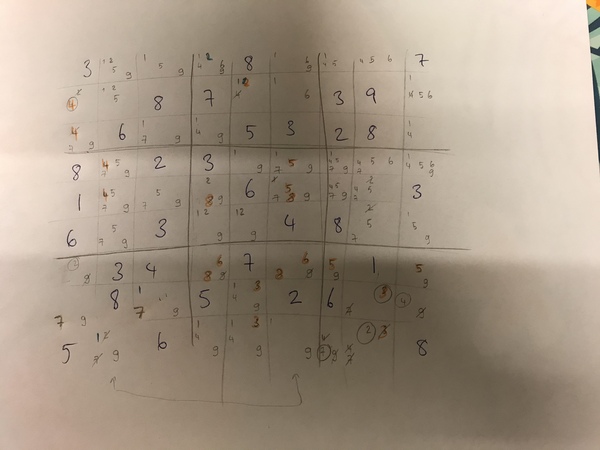 Anyone feel like giving me a clue in my Sudoku puzzle?