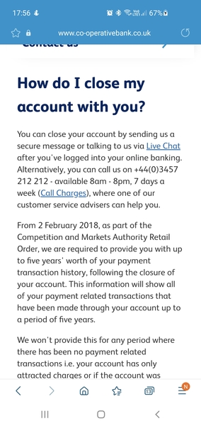 Unable to close bank account