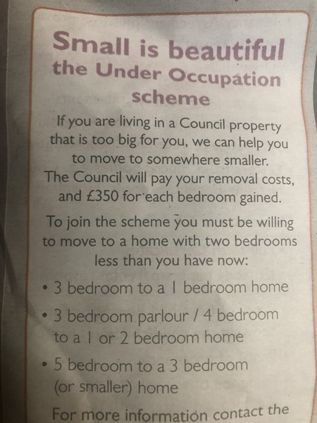 1 single person in a 3 bed council house