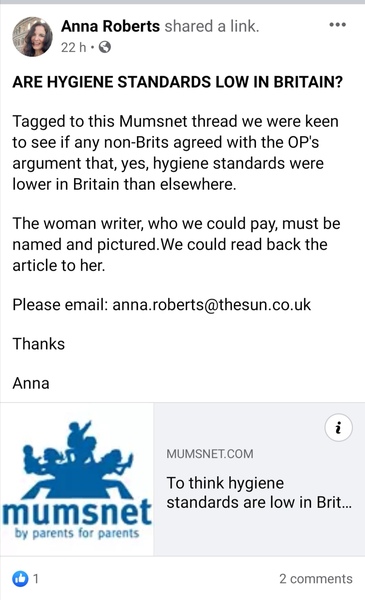 To think hygiene standards are low in Britain?