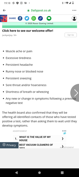 Do we now have to self isolate with cold symptoms?