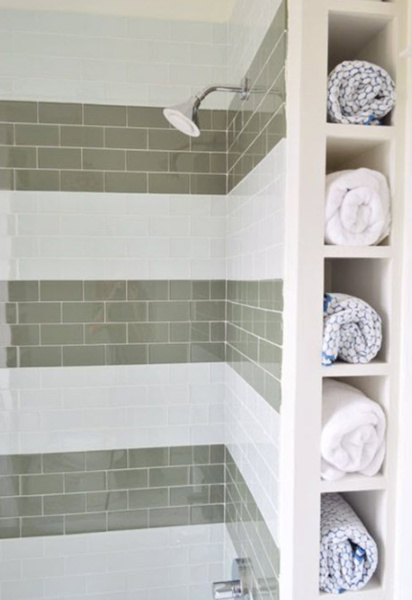 Tiny wall tiles with lots of grouts in bathroom