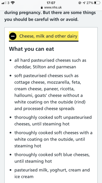 Has the NHS guidance changed on hard cheese?