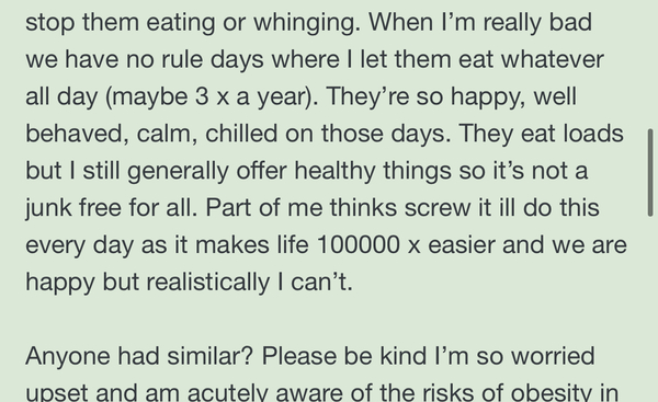 Children’s hunger ruining my life