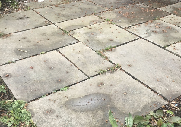 Reusing patio slabs & laying directly onto poured concrete path