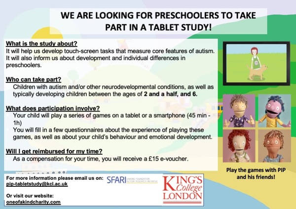 Study for preschoolers between the ages of 2,5 and 6! £15 e-voucher for every parent participating!
