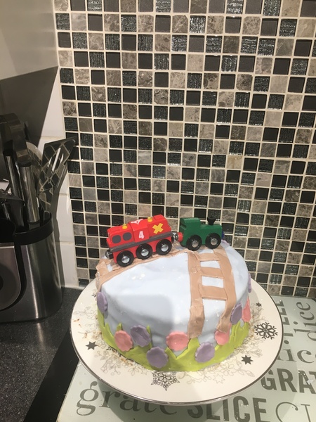 I promised a birthday cake like a volcano...