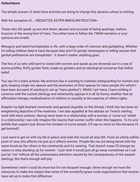 Hypothetical question - Trans activists and the culture of abuse towards women.