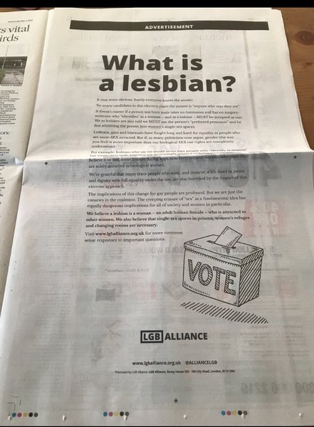 LGB Alliance Advert for Scottish Voters