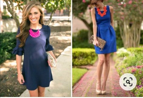 DD's Prom dress is navy, what colour accessories?