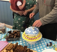 I promised a birthday cake like a volcano...