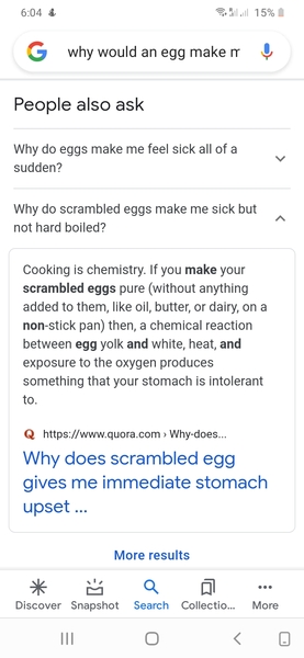 Vomiting after eating a boiled egg