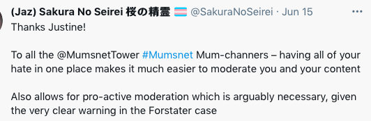Any chance of a review of the FWR moderation rules in light of Maya Forstater's success in court please?