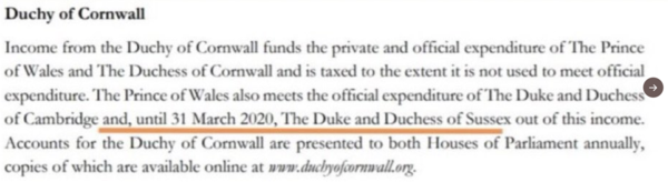 Charles financially supported the Sussexes until summer 2020