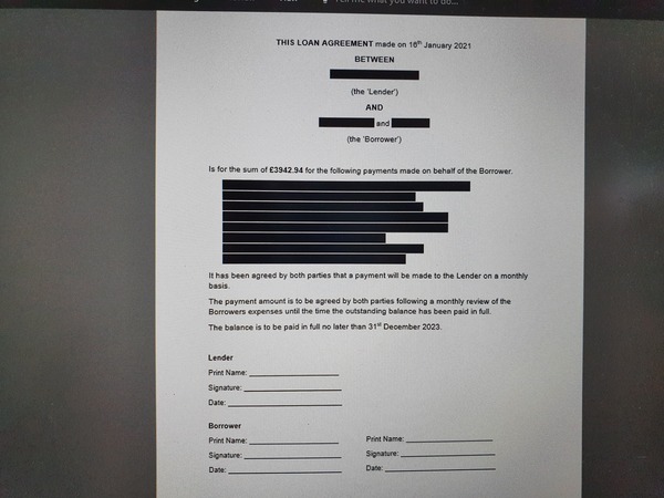 Loan agreement help please