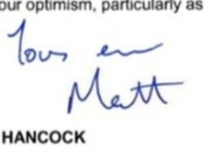 To think it's weird how Matt Hancock signed his resignation letter?