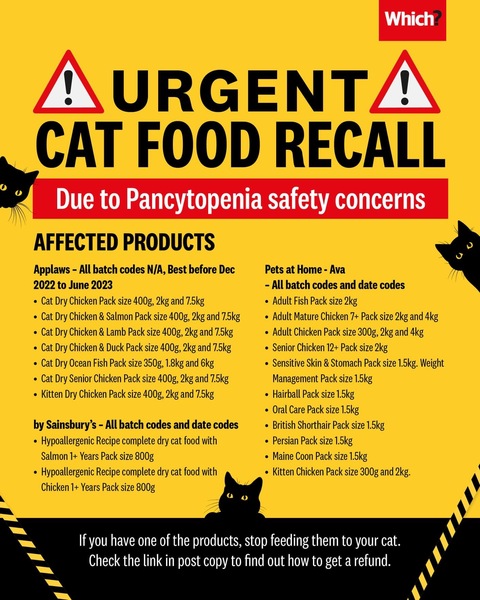 Warning - Cat food recall linked to 209 deaths - details here