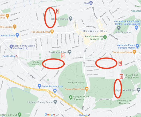 Muswell Hillians: area preference please (labelled map attached)