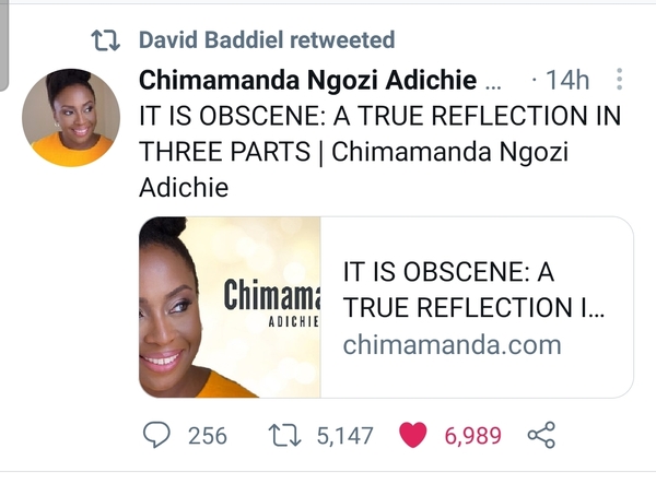 Statement from Chimamanda Ngozi Adichie