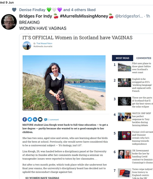 Abertay University student Lisa Keogh cleared after being investigated for saying women have vaginas