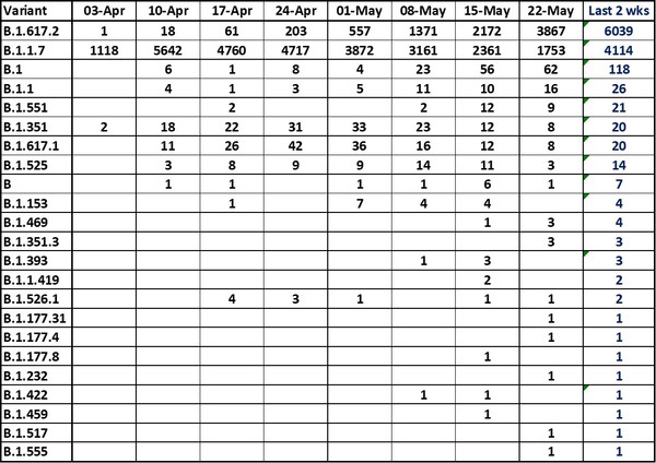 Data, Stat, Daily Numbers started 26th May 2021